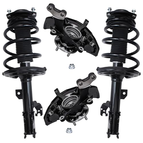 Image of Detroit Axle - 2.4L Front Steering Knuckles Kit for Toyota 2007 2008 2009 Camry, Steering Knuckles & Wheel Hub Bearings Struts w /Coil Spring Replacement Ready Struts Shocks Assembly