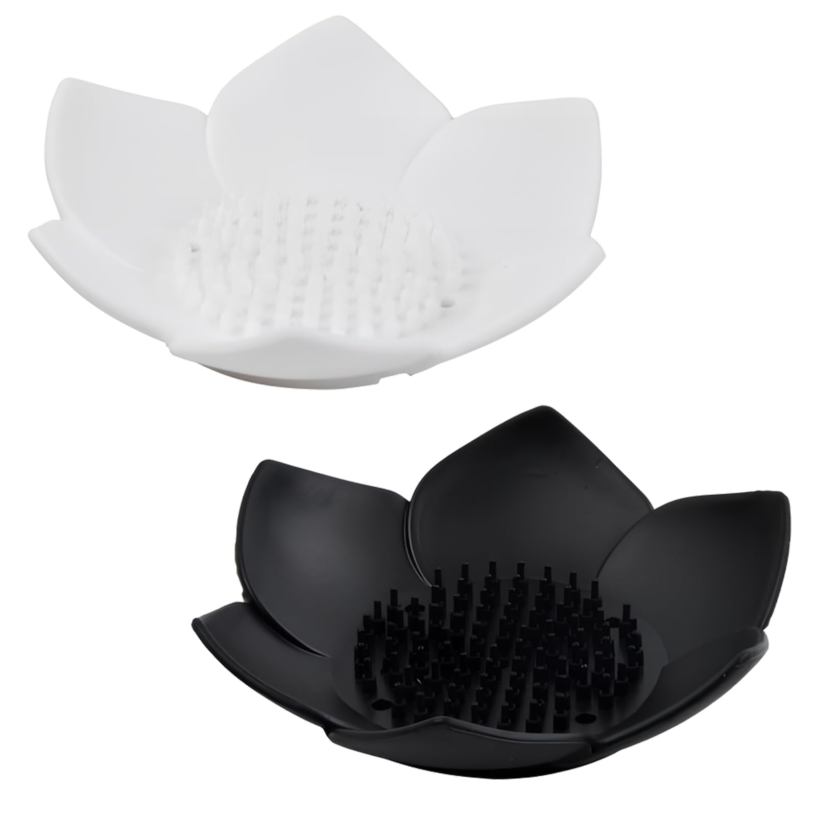 Dokeno 2 Pièces Porte-Savon Lotus Silicone - Noir + Blanc - Drainage & Antidérapant