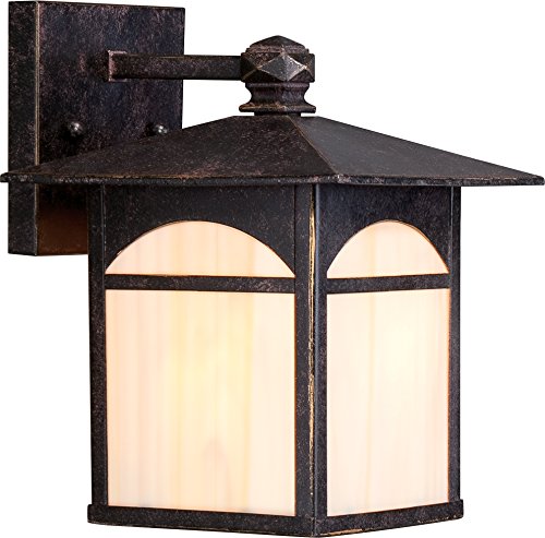 Nuvo Lighting 60/5651 Canyon Small One Light Wall Lantern 60-watt A19 Outdoor Porch and Patio Lighting with Honey Stained Glass, Umber Bronze