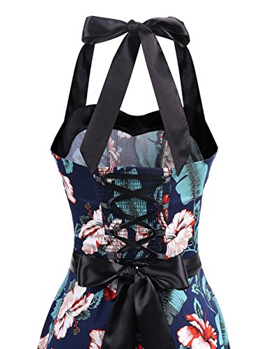 Image of DRESSTELLS Women's Vintage 1950s Cocktail Dress, Retro Tea Party Halter Swing Dresses