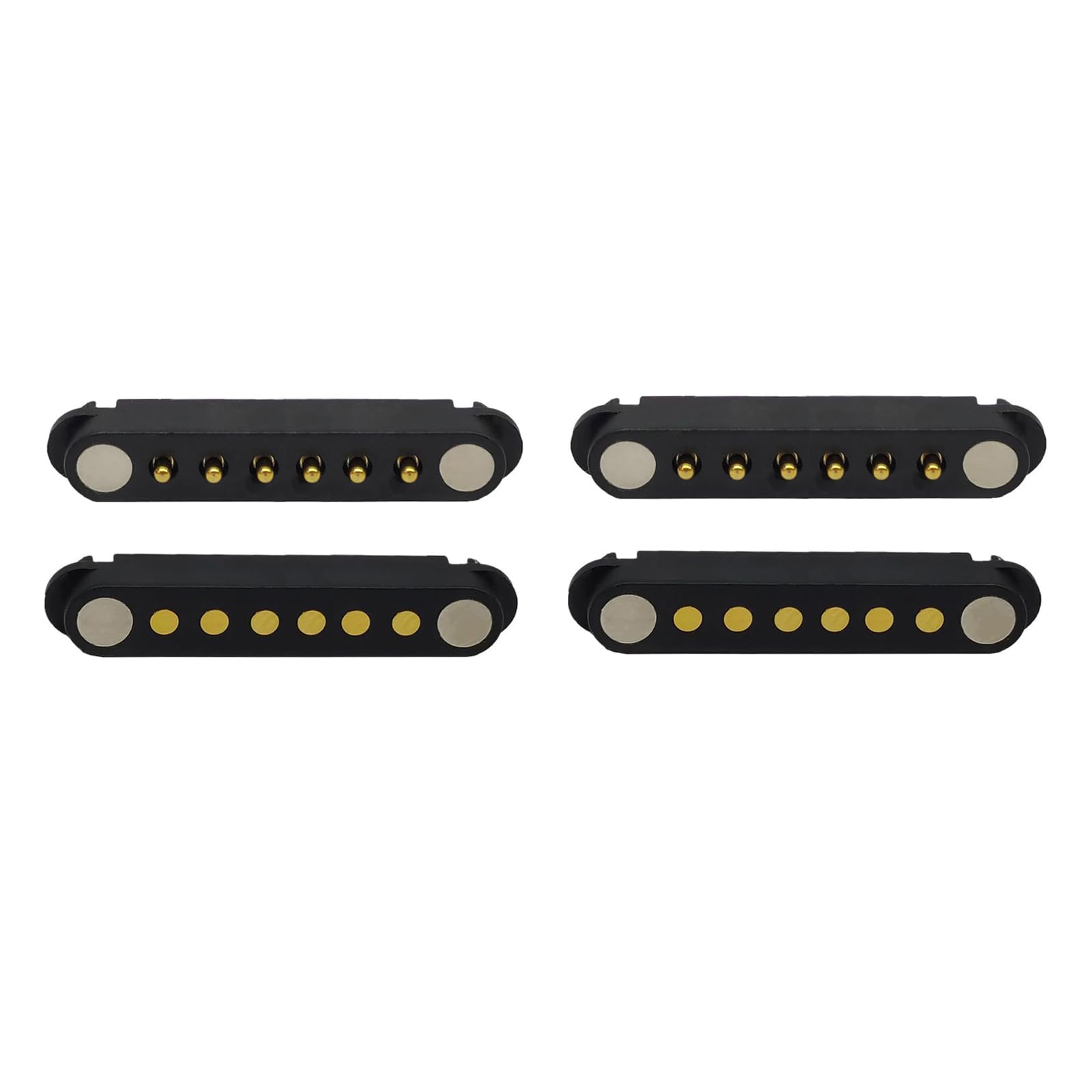Tcbstone Men's Black 2 Pair 2/3/4/5/6/7/8Pin Magnetic Pogo Pin Connector, +Fe 2.54Mm Spring Loaded Pogopin Connector Dc Power Charge Probe Socket (6Pin)