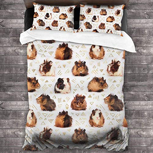 Quintion Cooper Lots of Little Guinea Cigs - Juego de cama de 3 piezas con 2 fundas de almohada con cierre de cremallera