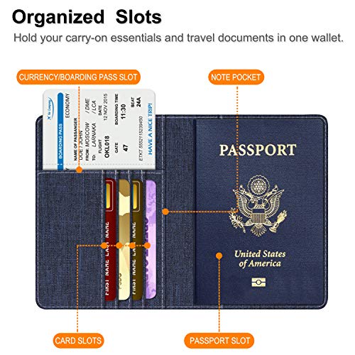 Image of FINTIE Passport Holder, Slim Travel Wallet RFID Blocking Card Case Cover Passport Cover Protector Essentials with Credit Card Slots for Women /Men | Slim