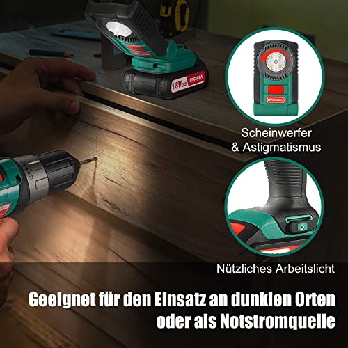 Akkuschrauber 18V 35Nm und Schlagschrauber 160Nm, HYCHIKA Combo Kit mit 2X2,0Ah Batterien, 22 Stücke Zubehör, LED Licht… – Bild 6