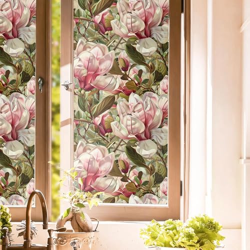Vinilo para ventana 40x300 cm decorativo rosa y verde miniatura 1