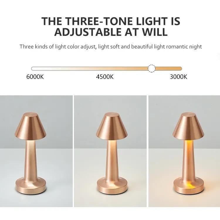 Image of blissbells Modern Rose Gold Table Lamp | Premium Metal Bedside Lamp with Warm Ambient Light for Home Decor