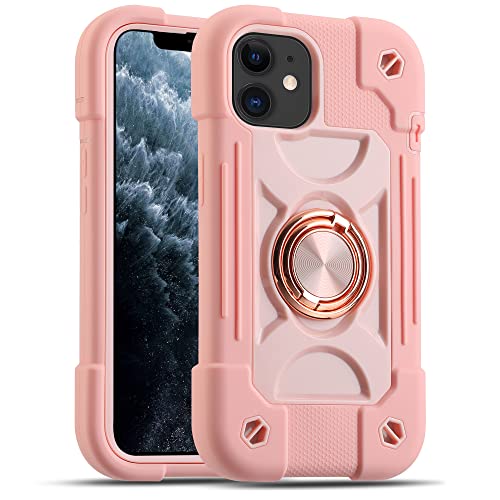 Image of MARKILL Compatible with iPhone with Built-in 360Rotating Ring Stand, Military Grade Drop Protection Full Body Rugged Heavy Duty Case Durable Cover (Pink, iPhone 11 6.1 inch)