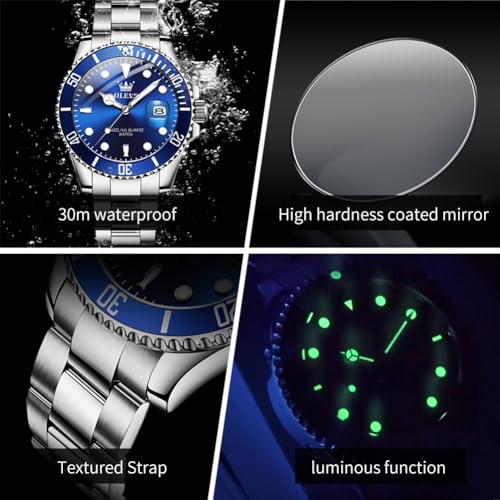 Image of OLEVS Watches for Men,Classic Luxury Big Face Men Watches, Silver Dress Stainless Steel Men Wrist Watch with Luminous Analog Relojes para Hombres