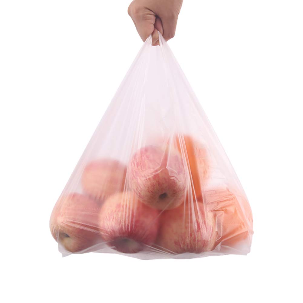 FSSTUD 100 PCS Transparent Sachets en Plastique Sac de Shopping Sacs avec Poignée 24cm