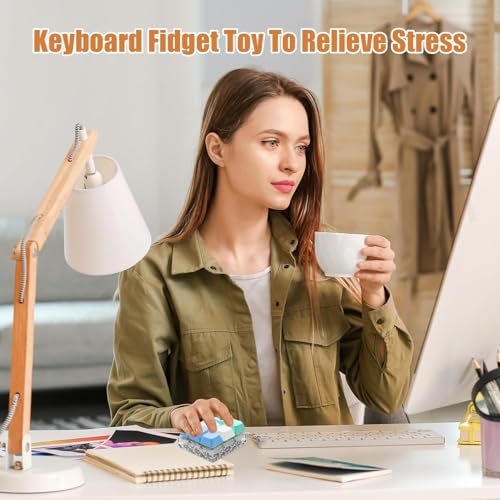 Image of 9 in 1 Keyboard Fidget Toy Handheld Clicky Fidget Keyboard with LED Light Keychain Detachable Mechanical Clicker Adult Stress Relief (Colourful)
