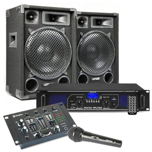 MAX12 Pack Sonorisation, Un Amplificateur et Une Table de Mixage - 1200 Watts, Un Kit pour Une Soirée karoaké, Idéal pour Animer et Ambiancer Vos Soirées...
