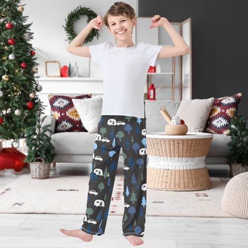 Boy's Pants Cartoon White Camper Van Tree Jogger Pants Elastic Waist Long Bottoms Trousers with Pockets 6-14 Years2