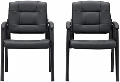 Miniatura 40 de Naomi Home Sillas apilables de piel sintética para invitados de oficina, sillas de recepción con reposabrazos para vestíbulo, clínica, sala