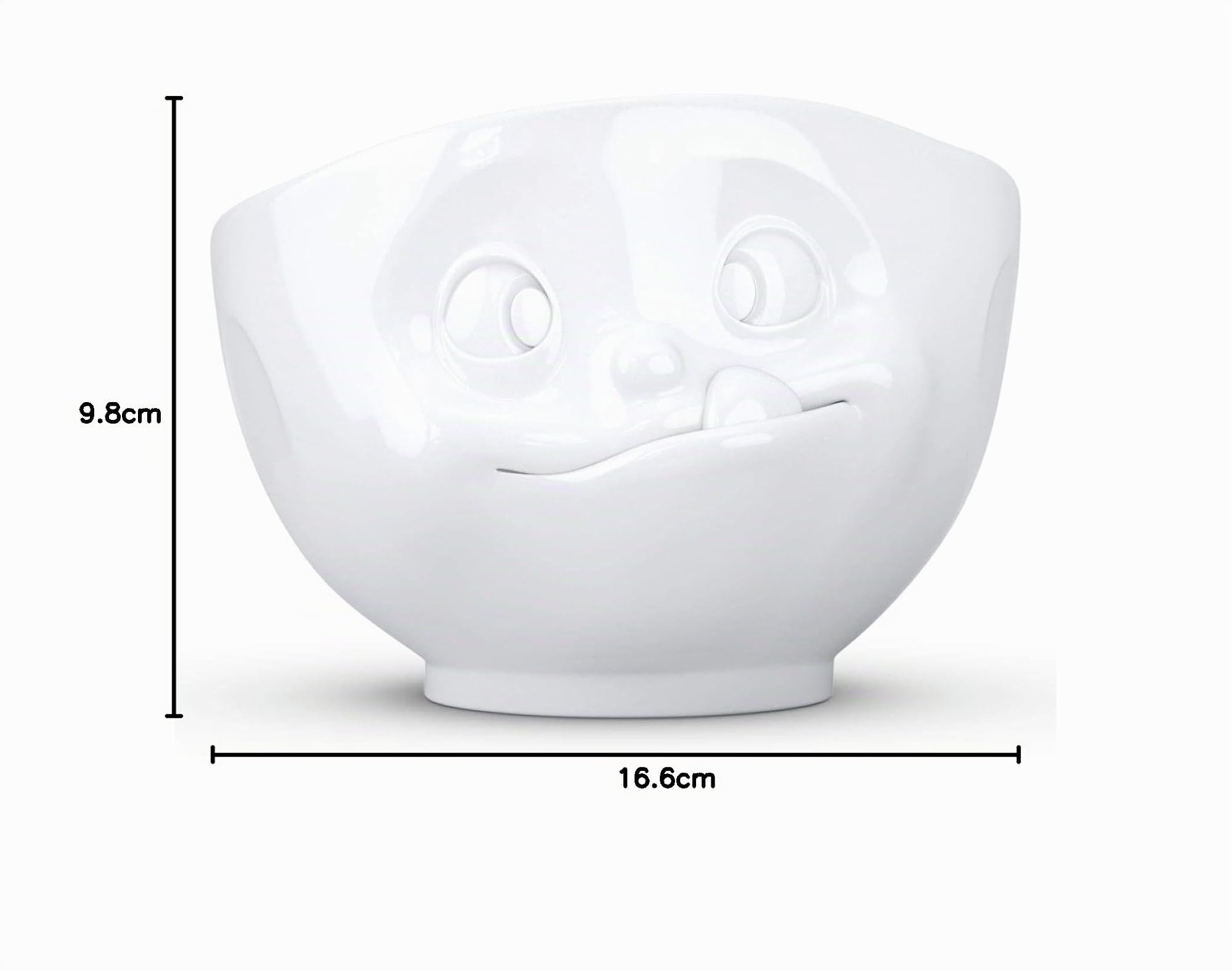 Fiftyeight Bol Blanc Brillant Motif Personnage se léchant Les babines 500 ML