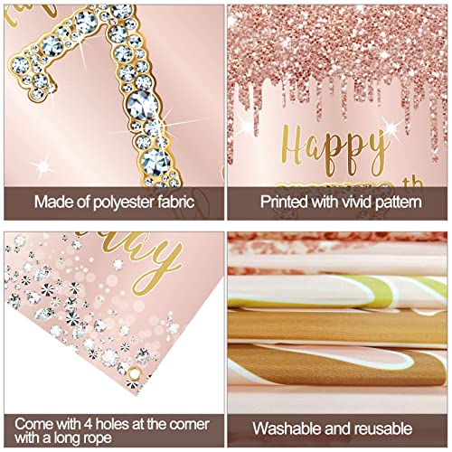 Image of 7th Birthday Door Banner Decorations for Girls, Pink Rose Gold Happy 7 Door Cover Sign Party Supplies, Seven Year Old Backdrop Poster Background Decor