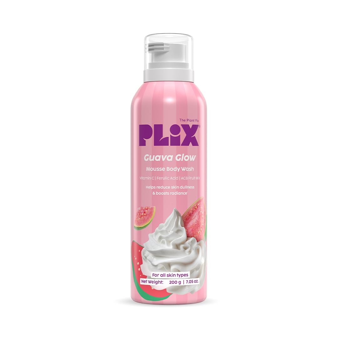 PLIX THE PLANT FIX Guava Mousse Body Wash | Whipped Foaming Cleanser for Glowy, Hydrated & Smooth Skin | Brightening with Vitamin C & Ferulic Acid | Gentle Exfoliation | Lightweight Texture | For Men & Women-picture-23