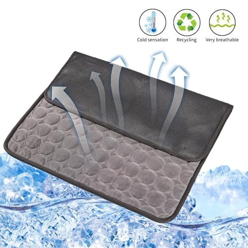 Kühlmatte Katzen und Hunde, 2 Stück 50*40 Kühldecke Hund,Kühldecke Hund Wasserdicht,Kühlmatte für Katzen Abwaschbare,Kühldecke Selbstkühlend,Geeignet für Zuhause,Draußen und Auto(Braun+Dunkelgrau)