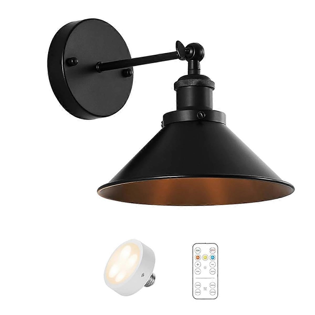 Joyhappst Image Color Black Vintage Wall Sconces, Led Wall Lights Wall Lamp Fixture Indoor With Remote Control For Bedroom Farmhouse