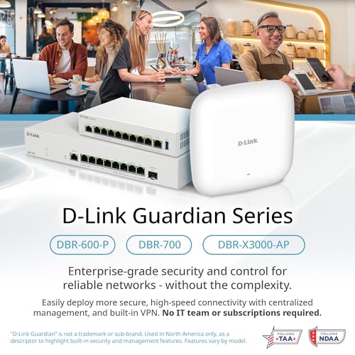 Image of D-Link Guardian X3000 Wi-Fi 6 Access Point (DBR-X3000-AP) Dual-Band AX3000 Smart Access Point with WPA3, VLANs, PoE Powered, Guest WiFi, Mesh Support, Centralized Management