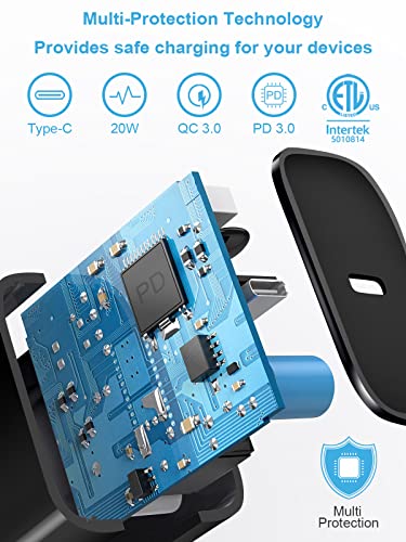 Image of Extra Long 10FT iPhone 14 13 12 Charger Fast Charging 20W PD USB C Wall Charger with Fast Charging Cable Compatible iPhone 14 /13 /12 /11 /Pro /Pro Max /Mini /Xs Max /XR /X, iPad - Black