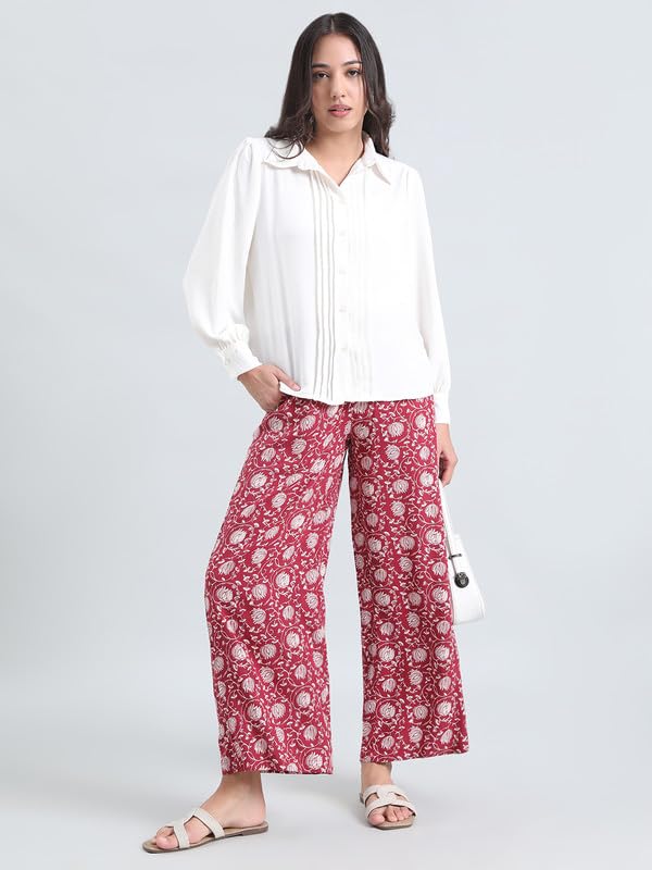 Image of GO COLORS Soft Viscose Printed Palazzo Full Length for Women| Breathable, Mid Rise