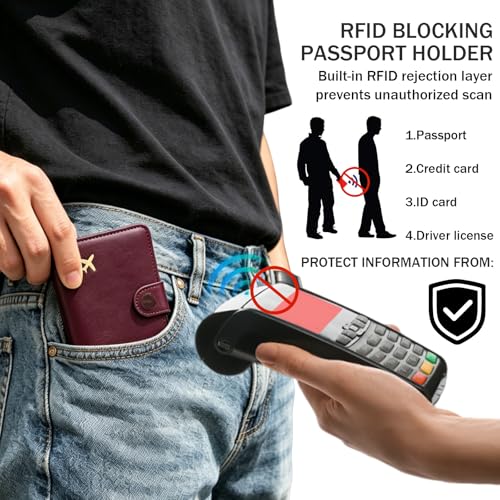 Image of ZOPPEN Passport Holder RFID Blocking Travel Wallet, Grape Purple | Passport Cover with Multiple Card Slots, Water-Resistant & Easy-Carry, Must-Have Travel Accessory for Men & Women.