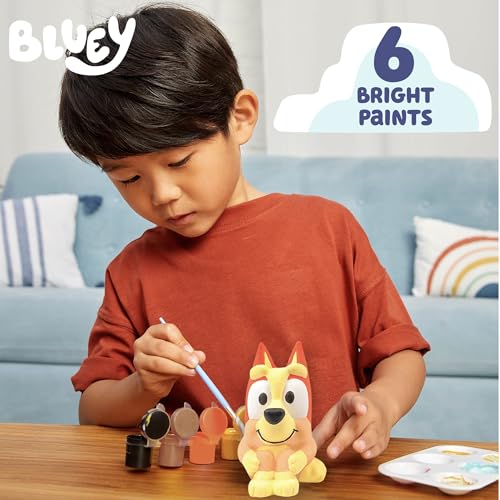 Image of Bluey Paint Your Own Bingo Figurine, Paintable Ceramic Figure, Includes 6 Acrylic Paints, Paintbrush, Toys, Birthday Decorations, Party Favors, Kids Activities