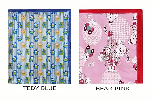 Image of EcoSoft Plastic Sheet,PVC Sheet for Kids,Rubber Sheet for Babies,Bed Wetting Protector(90 x 135 cm) (Pink Bear & Blue Tedy)