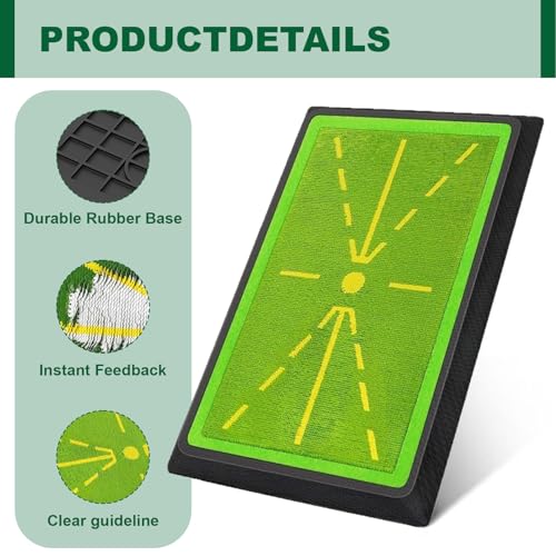 Golf Practice Mat with Swing Path Feedback – Heavy Duty Anti-Slip Rubber Base for Indoor/Outdoor Training | Portable Divot Board for Swing Analysis for Beginners & Experienced Players - Image 3