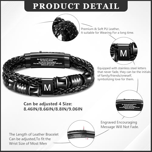 Pulsera de cuero para hombres con hebilla ajustable en acero inoxidable miniatura 5