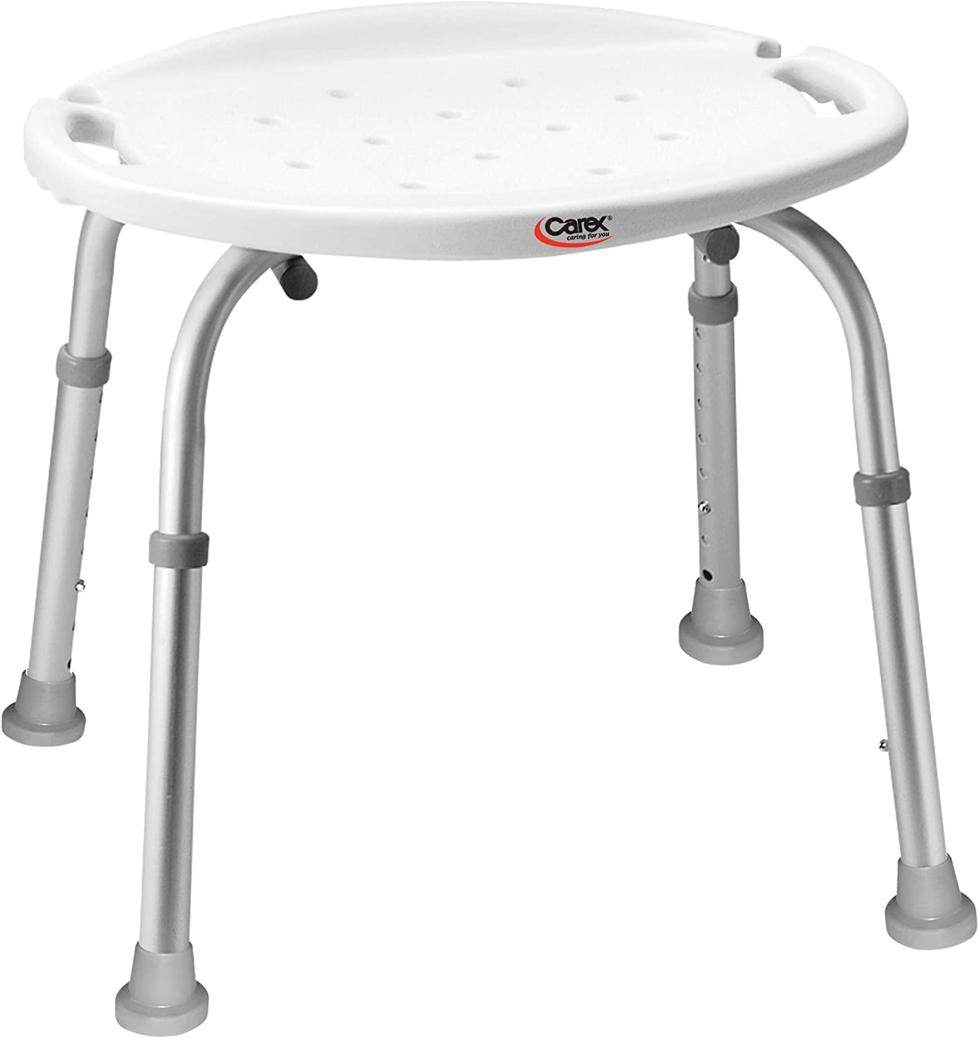 CarexAdjustable Shower Stool, Shower Chair for Inside Shower, Bath and Shower Seat – Aluminum Bath Seat - Shower Chair with Handle, 300lb Weight Capacity