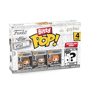 Funko Bitty POP! HP – Hermione in Robe, 4-Pack – Hermione Granger, Rubeus Hagrid, Ron Weasley and A Surprise Mystery Mini Figure – 0.9 Inch (2.2 Cm) – Harry Potter Collectable – Gift Idea