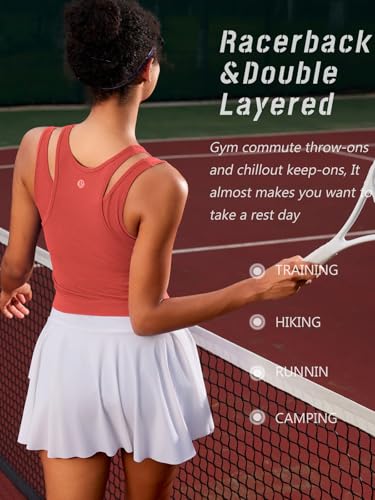 Image of RUNNING GIRL Sports Bras for Women High Impact Seamless Ribbed Longline High Neck Workout Crop Tank Tops Padded(BX3036Red,S)