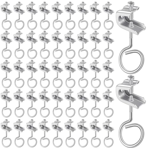 Hicarer 50 Set 1/4 x 20 Beam Clamp Steel Small C Clamps with Screws Metal Machine Threaded Bridle...