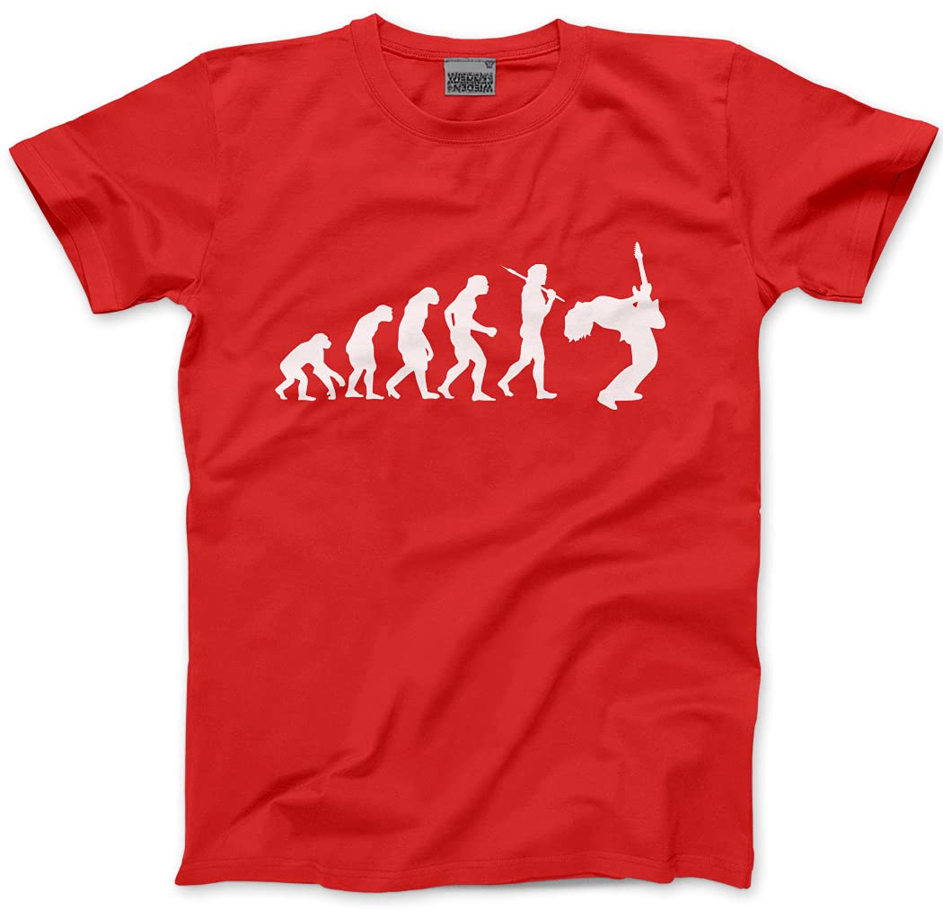 Hotscamp Men's Red Evolution Of A Guitarist Unisex T-Shirt - Large