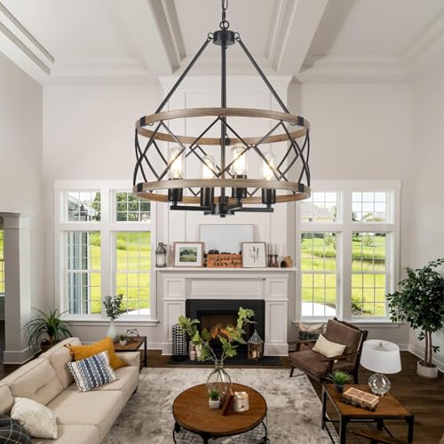 Farmhouse-Chandelier-for-Dining-Room-4-Light-Rustic-Chandeliers-Imitation-Wood-Grain-Pendant-Light-Fixture-Modern-Industrial-Chandelier-for-Kitchen-Island-Entryway-Foyer-Bedroom-HallwayE26-Metal Farmhouse Chandelier for Dining Room 4 Light Rustic Chandeliers Imitation Wood Grain Pendant Light Fixture Modern Industrial Chandelier for Kitchen Island Entryway Foyer Bedroom HallwayE26 Metal