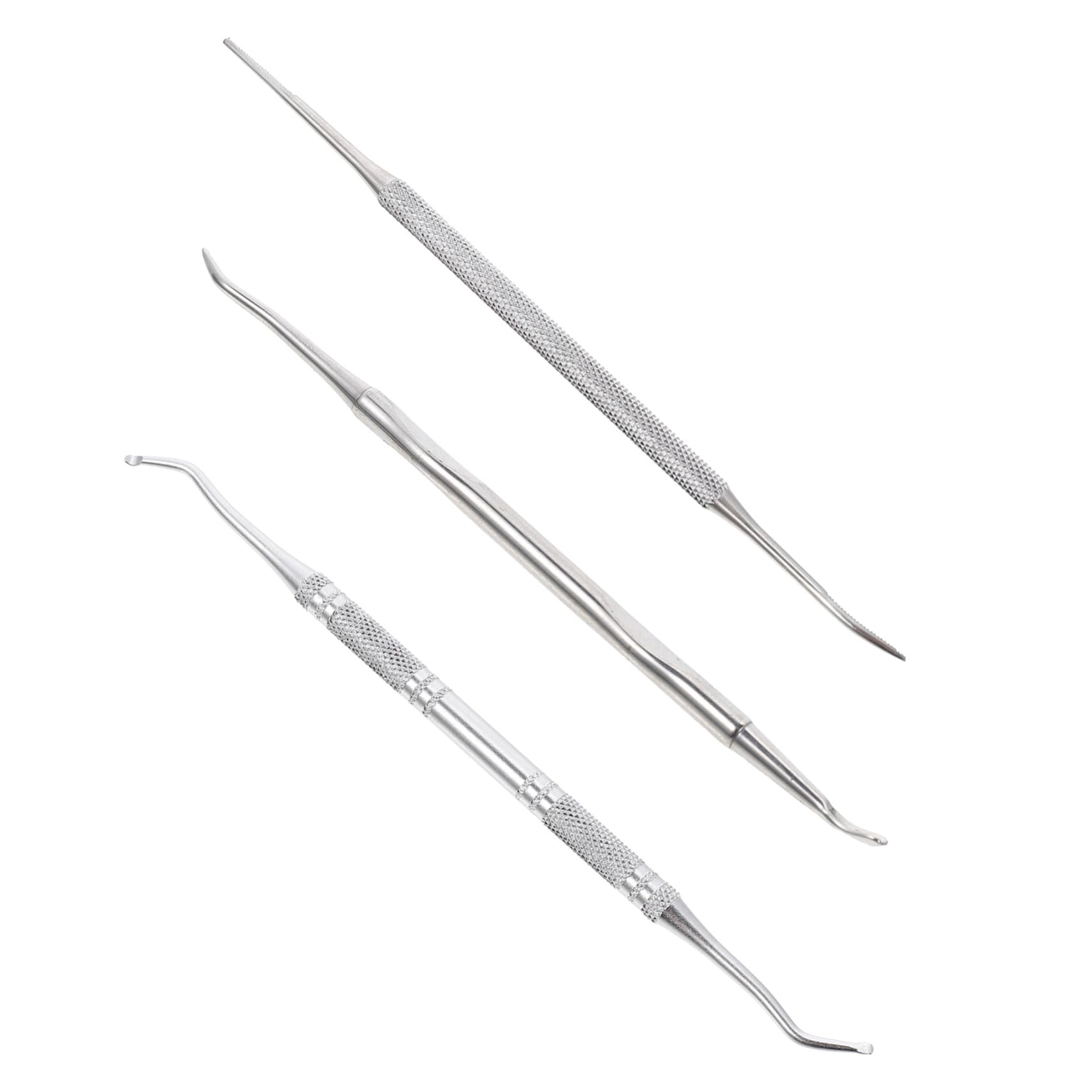 NULYLU Tool Kit Double-end Nail Cleaner Stainless Steel Portable Nail Care for Home Travel