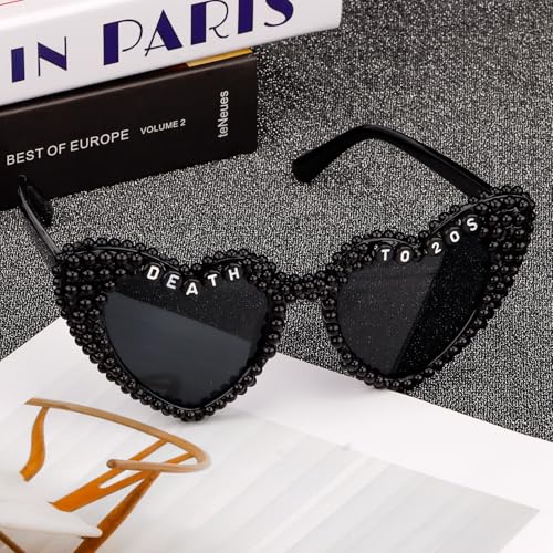 Black Heart-Shaped 30th Birthday Sunglasses for Women, Death to My 20s Decor Dress Outfit, Happy 30th Birthday Decorations2