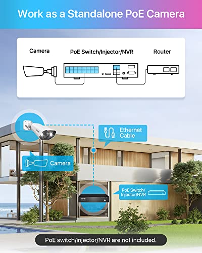 Image of ZOSI 4PK 4K 8MP PoE Security IP Camera with Ethernet Cables Bullet PoE Camera Outdoor with Starlight Night Vision,Motion Detection,Smart Light Alarm,IP66 Weatherproof, Only Work with ZOSI 4K PoE NVR