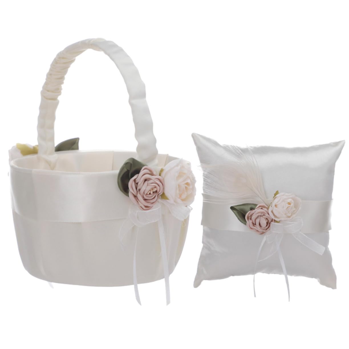 Cabilock Cabilock 1 Anillo Almohada Cesta De Flores Conjunto Portador De Anillo Almohadas Portador Del Anillo Cojín Anillo De Satén Almohada Boda Flor Chica Cesta Almohada Para Anillo De Boda
