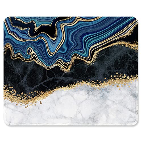 ITNRSIIET Mouse Pad with Stitched Edges, Premium-Textured Mouse Mat Pad, Non-Slip Rubber Base Mousepad for Gaming Laptop Computer & PC 260×210×3mm,Abstract Art Marble