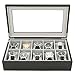 Tech Swiss Watch Box for 10 Watches Wood Finish XL Extra Large Compartments Fits 63mm Soft Cushions Glass Window (Black)