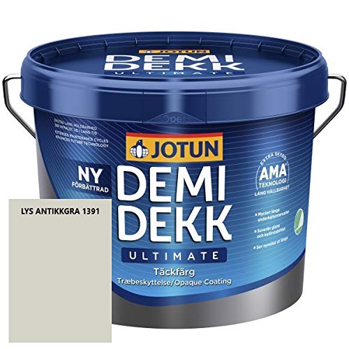 JOTUN Demidekk Ultimate Täckfärg Holzfarbe – Wetterschutzfarbe und Holzschutzfarbe für Premium-Qualität, 3 Liter LYS Antikkgrau 1391