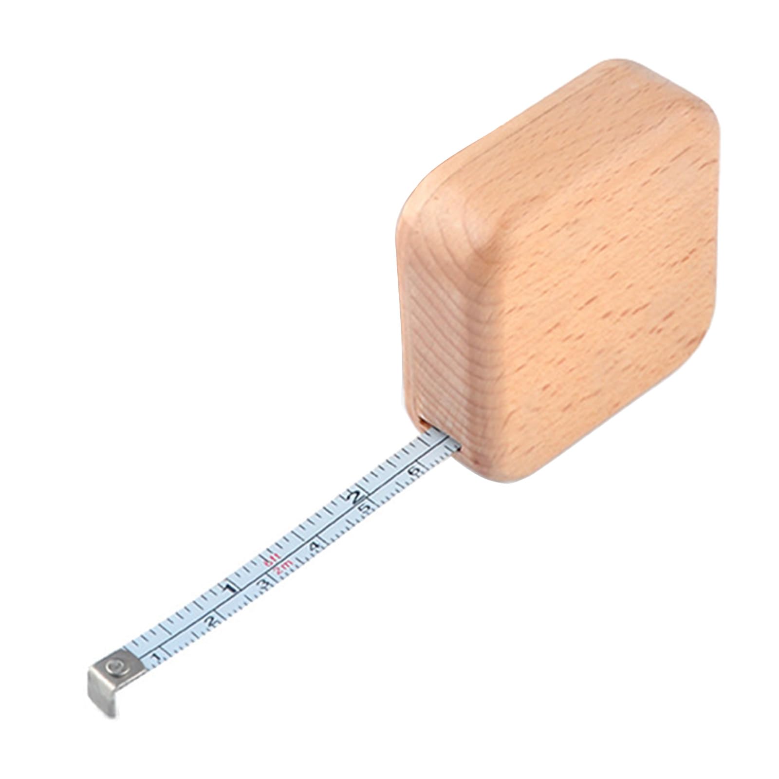 Wood Case Tape Measure 2m with Clear Marking Woodworking Measuring Tape for Professional Use and DIYer Tasks Retractable Measure for Sewing