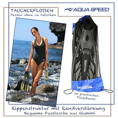 Aqua Speed INOX Unisex Flossen für bequemes Schnorcheln Tauchen Schwimmen | Taucherflossen | Schwimmflossen | Schnorchelflossen, grau/blau, 38/39