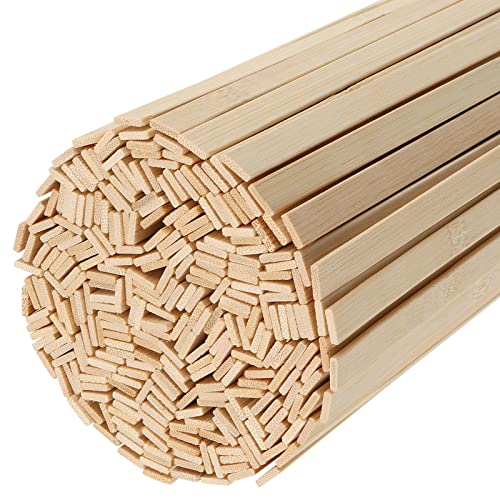 MUKLEI 600 Pack 40cm Bamboo Sticks, 0.9 cm Flat Wooden Craft Sticks, Long Bamboo Strips for Crafting Model Making, Arts, DIY Projects