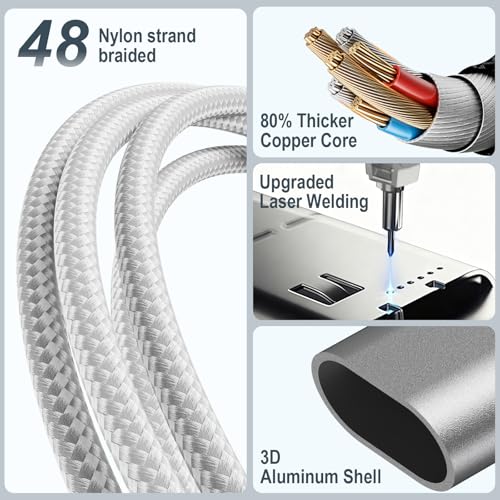 Image of 2Pack Travel Essentials,Multi Charging Cable for Apple Watch Charger White
