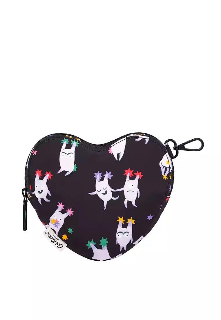 London Womens Ladies Girls Foldaway Heart Shopper Shopping Shoulder Tote Bag Mini Monsters in Black