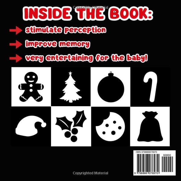 My First Christmas High Contrast Baby Book For Newborns 0-12 Months: Stocking Stuffers for Kids: Cute Black and White Images to Develop Baby's Eyesight | Makes a Great New Baby Gift image 3