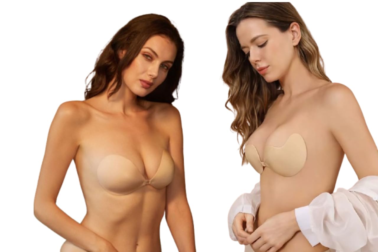 click&ship Invisible Kiss Strapless Adhesive Push-Up Backless Stick-On Bra for Women for Dresses, Off-Shoulder & Deep Neck Outfits | Reusable, Skin-Friendly, Seamless & Comfortable (Pack of 2)-picture-14